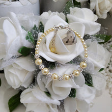 Load image into Gallery viewer, Handmade pearl and pave crystal rhinestone maid of honor charm bracelet -Flower Girl Bracelet-Bridal Bracelets-Flower Girl Gift
