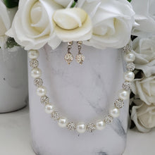 Load image into Gallery viewer, Bride Necklace Set - Pearl Necklace Earrings | AriesJewelry