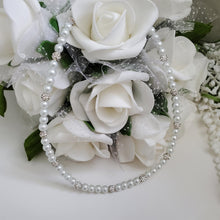 Load image into Gallery viewer, A handmade pearl and pave crystal rhinestone necklace - white or custom color - Pearl Jewelry Set - Pearl Necklace Set - Necklace Earrings