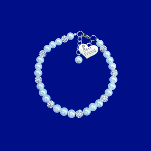 Best Friend Jewelry - Best Friend Gift - Bracelets, handmade best friend pearl crystal charm bracelet, white or custom color