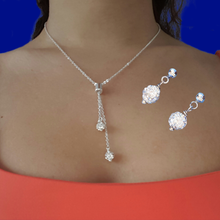 Load image into Gallery viewer, handmade crystal drop necklace accompanied by a pair of stud earrings
