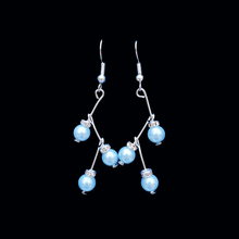 Load image into Gallery viewer, handmade pearl and crystal drop earrings, light blue or custom color -Pearl Earrings - Dangle Earrings - Drop Earrings - Earrings