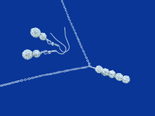 Load image into Gallery viewer, Necklace Set - Necklace And Earring Set - Earring Sets, handmade pave crystal drop necklace accompanied by a matching pair of drop earrings