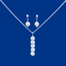 Load image into Gallery viewer, handmade crystal drop necklace accompanied by a pair of stud earrings, silver clear or custom color - Necklace And Earring Set - Bridesmaid Gifts