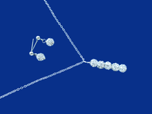 Load image into Gallery viewer, handmade crystal drop necklace accompanied by a pair of stud earrings, custom color - Necklace And Earring Set - Bridesmaid Gifts