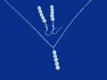 Load image into Gallery viewer, Necklace And Earring Set - Bridal Party Gifts -  handmade pave crystal drop necklace accompanied by a matching pair of earrings, silver clear