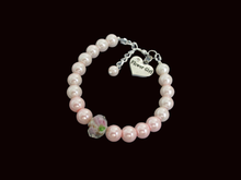 Load image into Gallery viewer, Flower Girl Gift - Best Bridal Party Gifts - flower girl handmade floral pearl charm bracelet