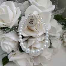 Load image into Gallery viewer, Handmade of the bride pearl charm bracelet - white of custom color - Sister of the Bride Bracelet - Bridal Bracelets