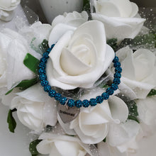 Load image into Gallery viewer, Handmade bridesmaid crystal rhinestone charm bracelet, blue zircon or custom color -Bridal Gift Ideas - Bride Jewelry - Bride Gift