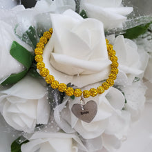 Load image into Gallery viewer, Handmade bride crystal rhinestone charm bracelet, citrine (yellow) or custom color -Bridal Gift Ideas - Bride Jewelry - Bride Gift