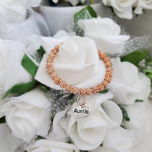 Load image into Gallery viewer, Handmade auntie pave crystal rhinestone charm bracelet, champagne or custom color - Gifts For Your Aunt - Auntie Gift - Auntie Gift Ideas