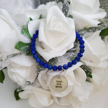 Load image into Gallery viewer, Handmade Sister of Groom pave crystal rhinestone charm bracelet - capri blue or custom color - Sister of the Groom Bracelet - Bridal Bracelets
