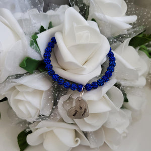 Handmade maid of honor crystal rhinestone charm bracelet, capri blue or custom color -Bridal Gift Ideas - Bride Jewelry - Bride Gift