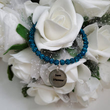 Load image into Gallery viewer, Handmade bridesmaid pave crystal rhinestone charm bracelet - blue zircon or custom color - Bridesmaid Jewelry - Bridesmaid Gift Ideas
