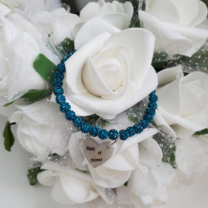 Handmade maid of honor pave crystal rhinestone charm bracelet - blue zircon or custom color - Bridesmaid Jewelry - Bridesmaid Gift Ideas