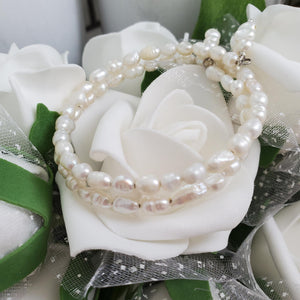 Handmade fresh water pearl expandable, multi-layer, wrap bracelet - Bracelet Sets - Pearl Set - Fresh Water Pearl Jewelry Set