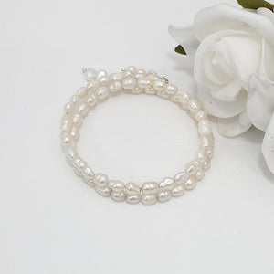 Handmade fresh water pearl expandable, multi-layer, wrap bracelet - Bracelet Sets - Pearl Set - Fresh Water Pearl Jewelry Set