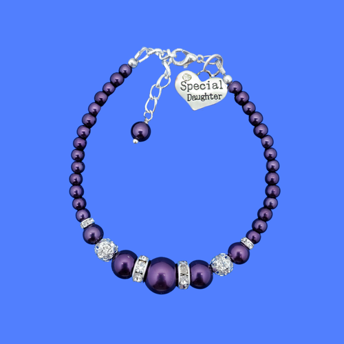 special daughter pearl crystal charm bracelet