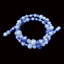 Load image into Gallery viewer, Jewelry Sets - Necklace Set - Pearl Set, expandable multi layer wrap bracelet, blue and white or custom color