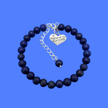 Load image into Gallery viewer, Gifts For Mother In Law - Mother Of The Groom Gift, handmade mother of the groom natural gemstone charm bracelet, dark blue (lapis lazuli) or custom color