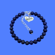 Load image into Gallery viewer, handmade nana natural gemstone charm bracelet (lapis lazuli) dark blue or custom color