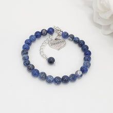 Load image into Gallery viewer, Handmade natural gemstone daughter charm bracelet - blue vein (shades of blue) or custom color -Daughter Gift - Gift Ideas For Daughter In Law