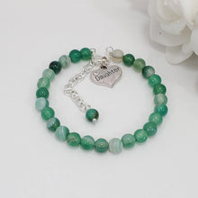 Load image into Gallery viewer, Handmade natural gemstone daughter charm bracelet - green fantasy agate (shades of green) or custom color -Daughter Gift - Gift Ideas For Daughter In Law