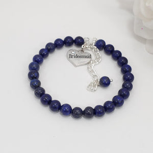 Handmade bridesmaid natural gemstone charm - lapis lazuli (blue) or custom color - Bridesmaid Gift - Bridesmaid Bracelet - Bridesmaid Jewelry