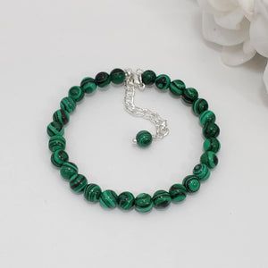 Handmade natural gemstone bracelet - green malachite (shades of green and black) or custom color - Gemstone Bracelets - Bracelets - Gift For Her