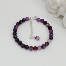 Load image into Gallery viewer, Handmade natural gemstone bracelet - purple agate (shades of purple) or custom color - Gemstone Bracelets - Bracelets - Gift For Her