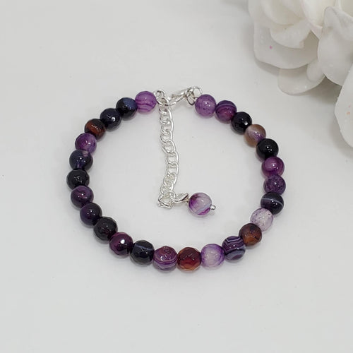 Handmade natural gemstone bracelet - purple agate (shades of purple) or custom color - Gemstone Bracelets - Bracelets - Gift For Her