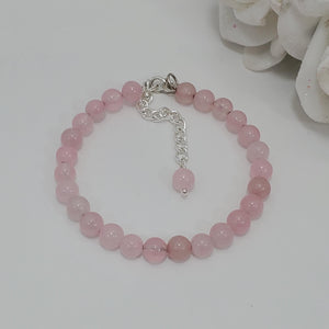Handmade natural gemstone bracelet - rose quartz (pink) or custom color - Gemstone Bracelets - Bracelets - Gift For Her