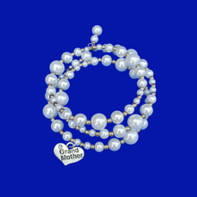 Load image into Gallery viewer, Grand Mother Gift - Useful Gifts For Grandmother - Grand Mother Expandable Multi-Layer Wrap Pearl Charm Bracelet, white or custom color