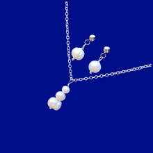 Load image into Gallery viewer, Necklace And Earring Set - Bride And Bridesmaid Gifts - handmade fresh water pearl drop necklace accompanied by a pair of stud earrings