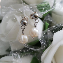 Load image into Gallery viewer, Handmade fresh water pearl dangle stud earrings - Fresh Water Pearl Jewelry Set - Necklace And Earring Set