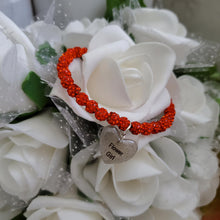 Load image into Gallery viewer, Handmade flower girl crystal rhinestone charm bracelet, hyacinth or custom color -Bridal Gift Ideas - Bride Jewelry - Bride Gift