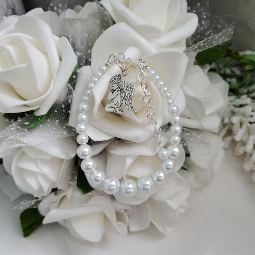 Handmade pearl angel charm bracelet - white or custom color - Angel Bracelet - Handmade Bracelet - Bracelets