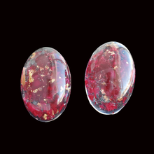 Load image into Gallery viewer, Flower Stud Earrings, Earrings, Oval Earrings - handmade resin oval stud earrings with rose petals and gold flakes
