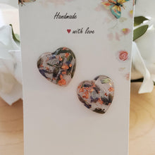Load image into Gallery viewer, Flower Stud Earrings, Earrings, Stud Earrings - Handmade floral resin stud earrings with lavender petals and rose gold leaf flakes