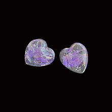 Load image into Gallery viewer, Flower Stud Earrings, Earrings, Stud Earrings - Handmade floral resin stud earrings with lavender flowers and silver leaf flakes
