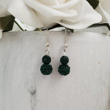 Load image into Gallery viewer, Handmade pave crystal drop earrings - Custom Color - Emerald or Custom Color - Drop Earrings - Dangle Earrings - Earrings