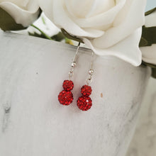 Load image into Gallery viewer, Handmade pave crystal drop earrings - Custom Color -  Light Siam or Custom Color - Drop Earrings - Dangle Earrings - Earrings