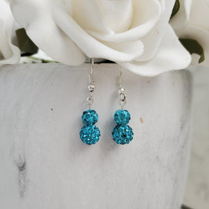 Handmade pave crystal drop earrings - Custom Color - Aquamarine blue or Custom Color - Drop Earrings - Dangle Earrings - Earrings
