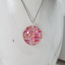 Load image into Gallery viewer, Handmade real flower pendant necklace made with red clover flower preserved in resin. - Floral Pendant, Flower Necklace, Resin Necklace