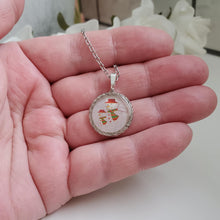 Load image into Gallery viewer, Handmade snowman drop necklace. silver or gold - Winter Necklace Set - Snowman Jewelry Set - Jewelry Set