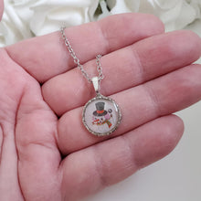 Load image into Gallery viewer, Handmade snowman drop necklace pendant. gold or silver - Snowman Necklace Set - Winter Jewelry - Jewelry Sets