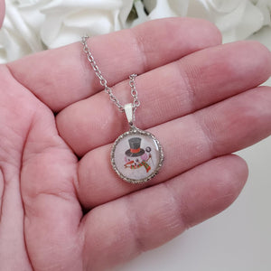 Handmade snowman drop necklace pendant. gold or silver - Snowman Necklace Set - Winter Jewelry - Jewelry Sets