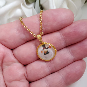 Handmade snowman drop necklace pendant - gold or silver - Winter Jewelry - Snowman Necklace Set - Jewelry Sets