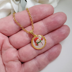 Handmade snowman drop necklace - gold or silver - Winter Jewelry - Snowman Jewelry Set - Jewelry Sets
