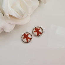 Load image into Gallery viewer, Handmade gingerbread man stud earrings. stainless steel or gold - Winter Jewelry - Gingerbread Man Jewelry - Jewelry Sets